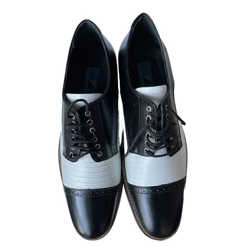 NIB Men's Giorgio Brutini Black/White leather Biscuit Toe Dress Shoes 13